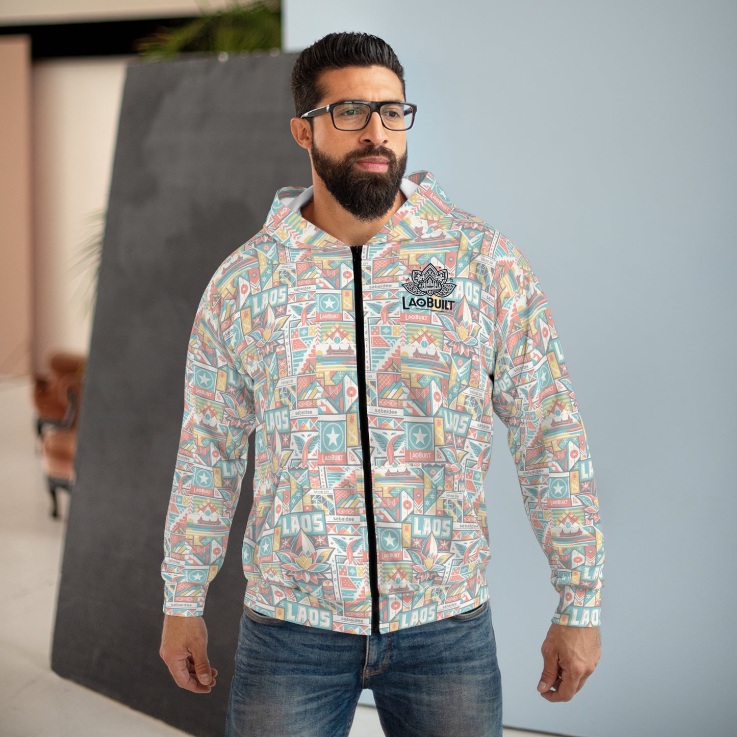 LAOBUILT HERITAGE UNISEX ZIP-UP HOODIE