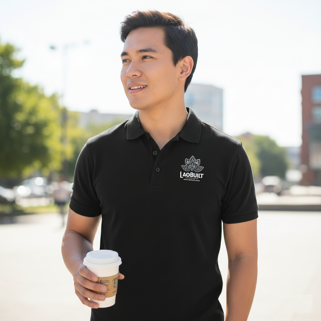 MEN'S LAOBUILT SPORT POLO SHIRT (BLACK)