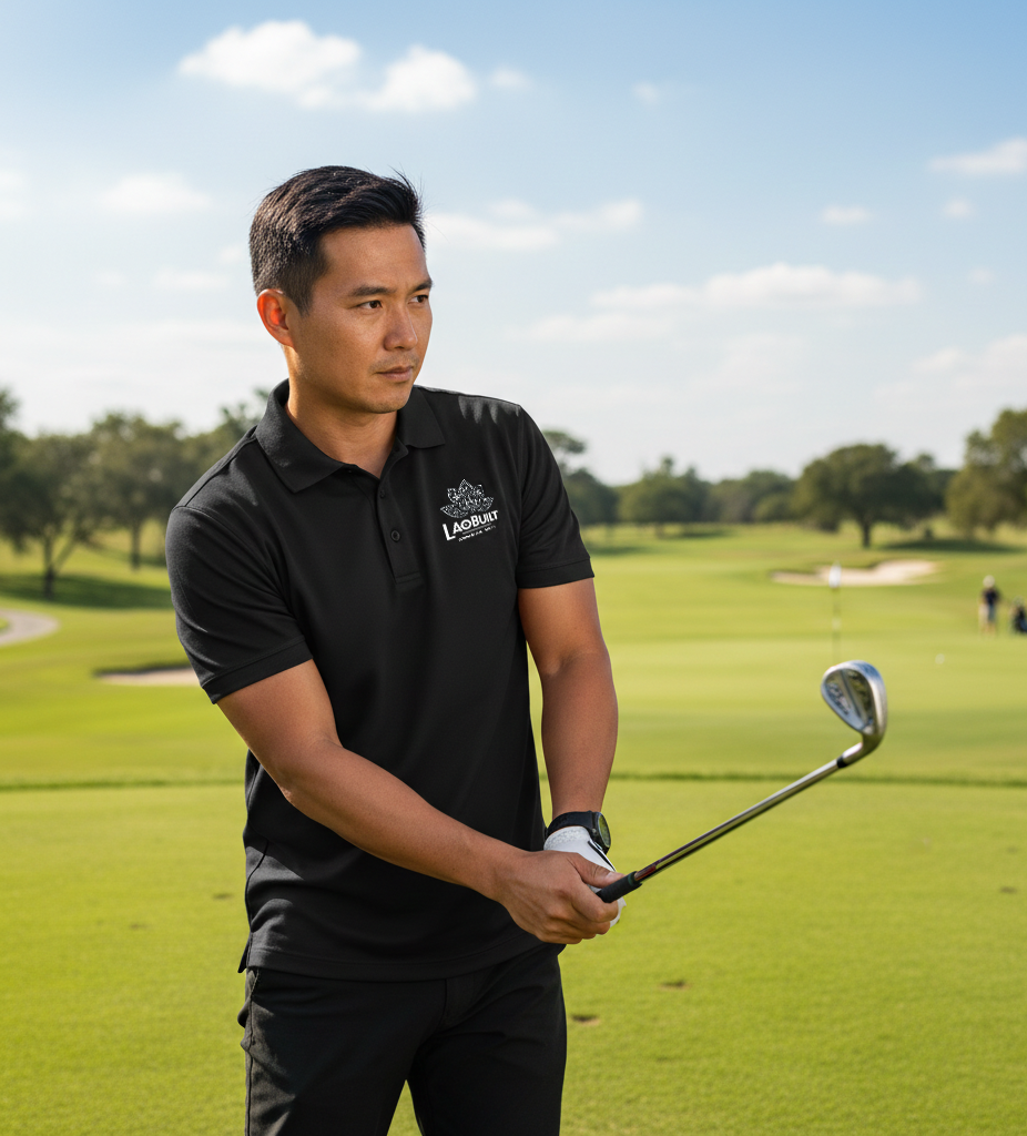MEN'S LAOBUILT SPORT POLO SHIRT (BLACK)