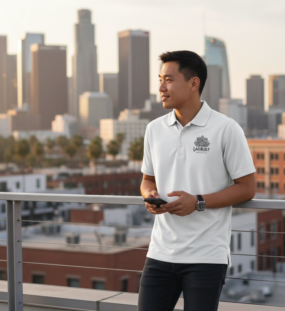 MEN'S LAOBUILT SPORT POLO SHIRT (WHITE)